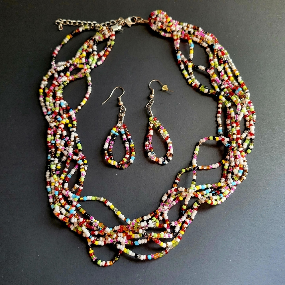 Beaded Necklace and Earrings set